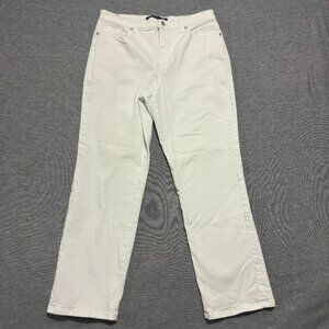 GLORIA VANDERBILT AMANDA Jeans Womens Size 14 Missy Short White Classic Stretch